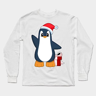 Penguin Christmas Santa hat Long Sleeve T-Shirt